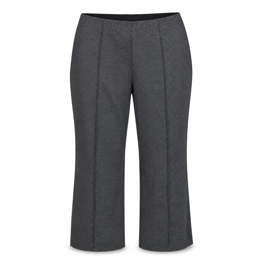 Front view of Preworn women’s grey dress pants trousers, size UK 16, 24-inch leg