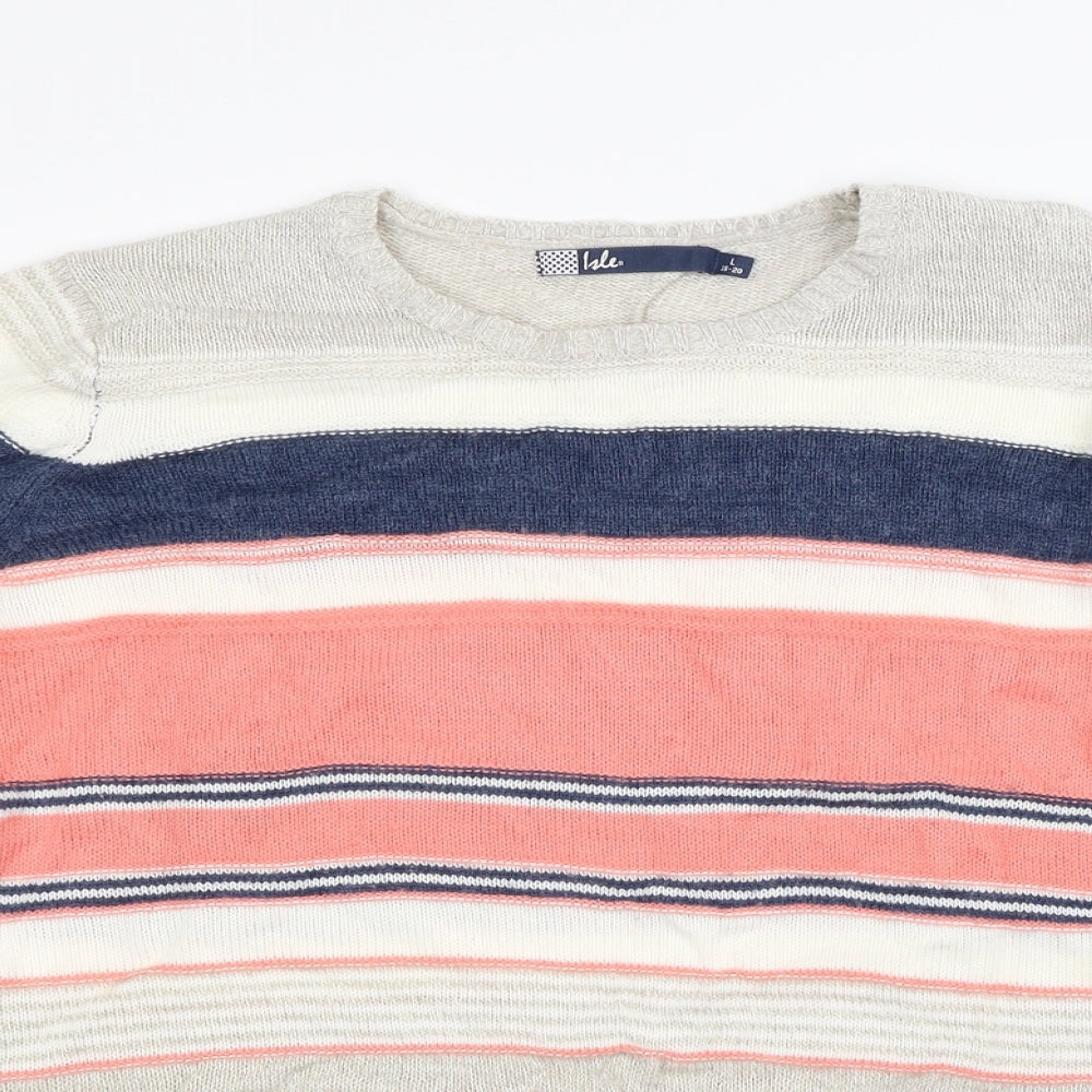 Isle Womens Multicoloured Striped  Pullover Jumper Size L