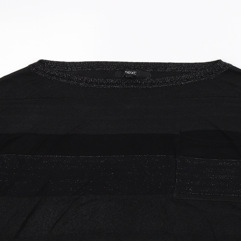 NEXT Womens Black Striped  Pullover Sweatshirt Size 8