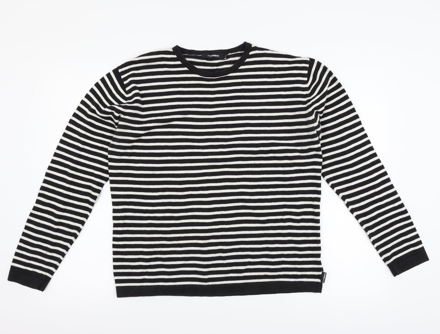 Peter Werth Womens Black Striped  Pullover Jumper Size L