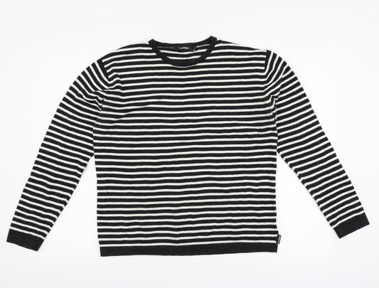 Peter Werth Womens Black Striped  Pullover Jumper Size L