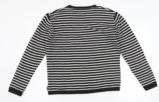 Peter Werth Womens Black Striped  Pullover Jumper Size L