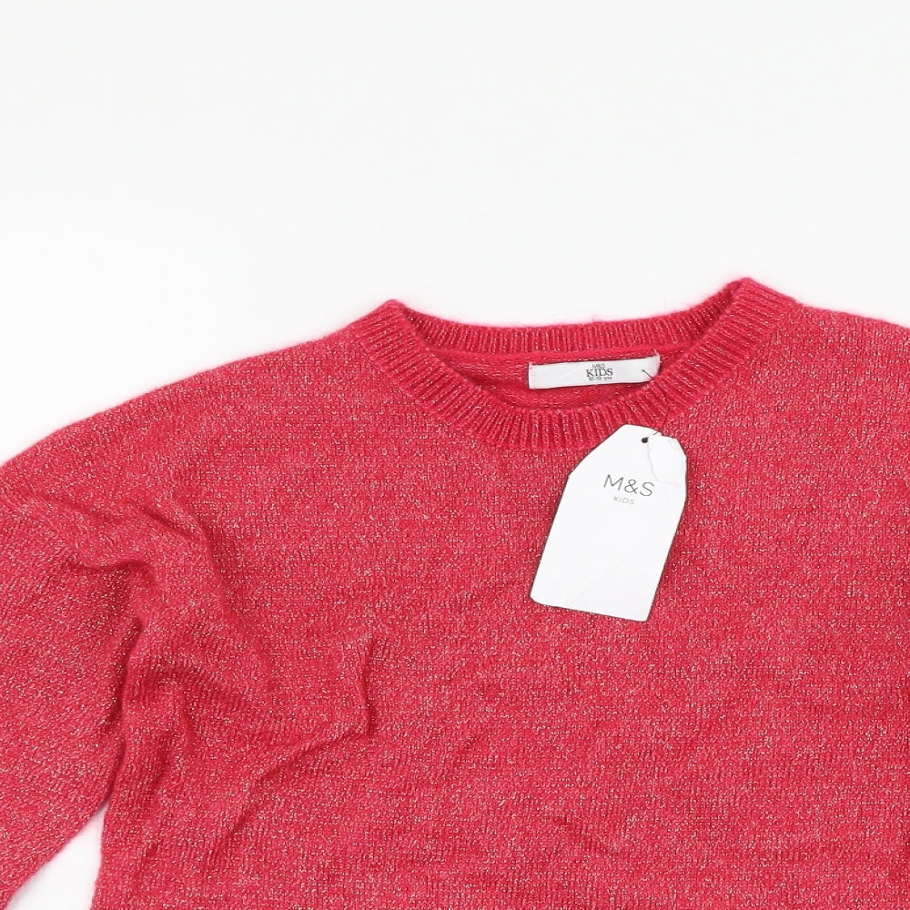 Marks and Spencer Girls Pink   Pullover Jumper Size 12-13 Years