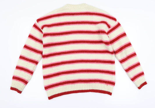 New Look Womens Ivory Striped  Pullover Jumper Size S  - graphic