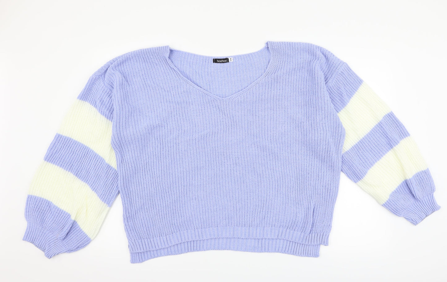 Boohoo Womens Blue Striped  Pullover Jumper Size S