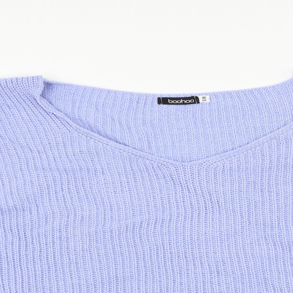 Boohoo Womens Blue Striped  Pullover Jumper Size S