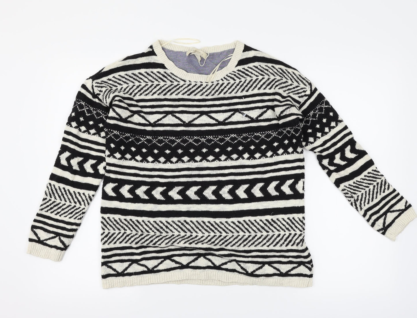 Springfield Womens Black Geometric  Pullover Jumper Size L