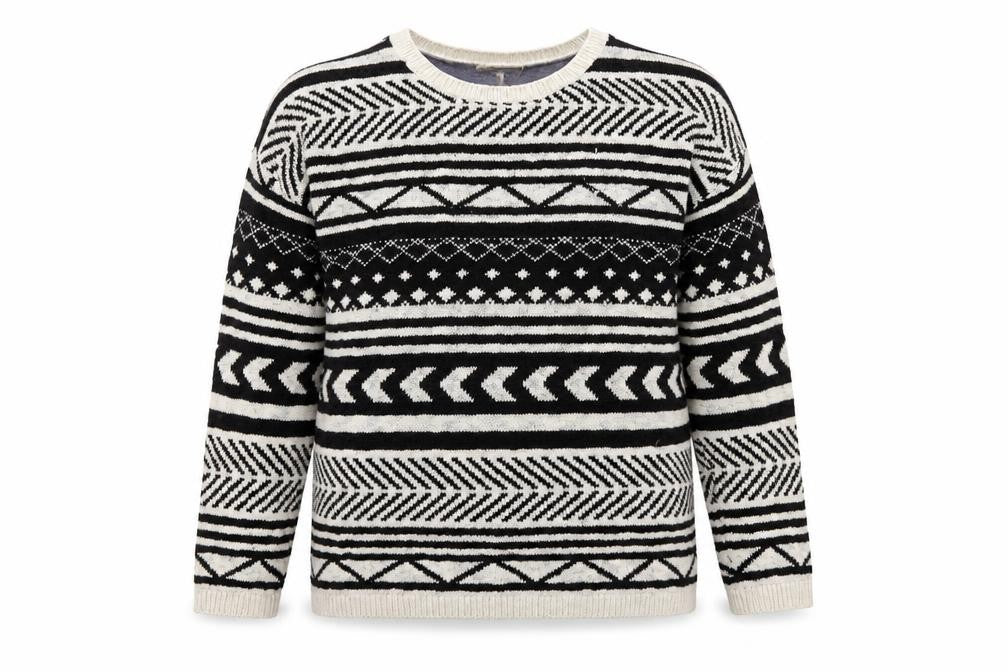 Front view of Springfield women’s black geometric jumper, size L