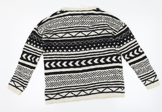 Springfield Womens Black Geometric  Pullover Jumper Size L