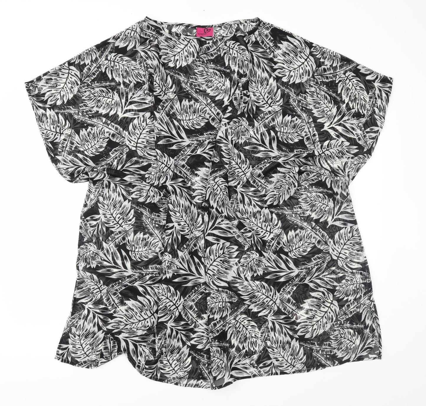 Adore Womens Black Floral Chiffon Basic Blouse Size M