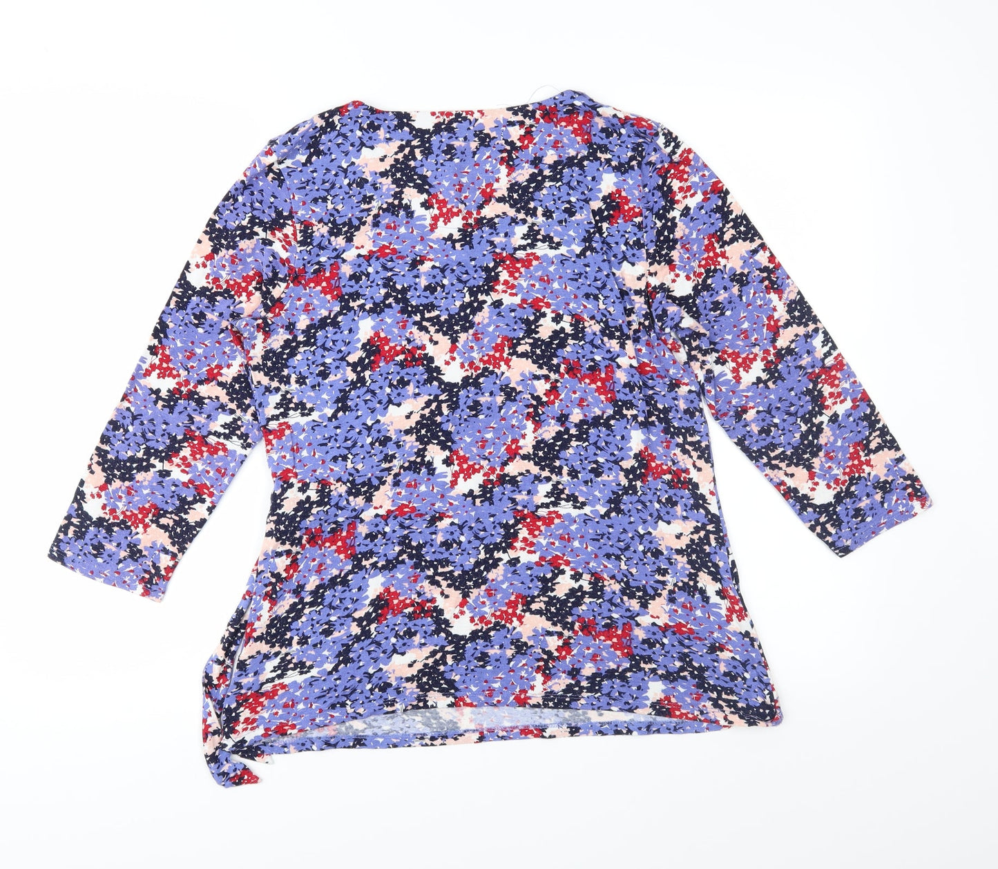Papaya Womens Blue Floral Jersey Basic Blouse Size 14