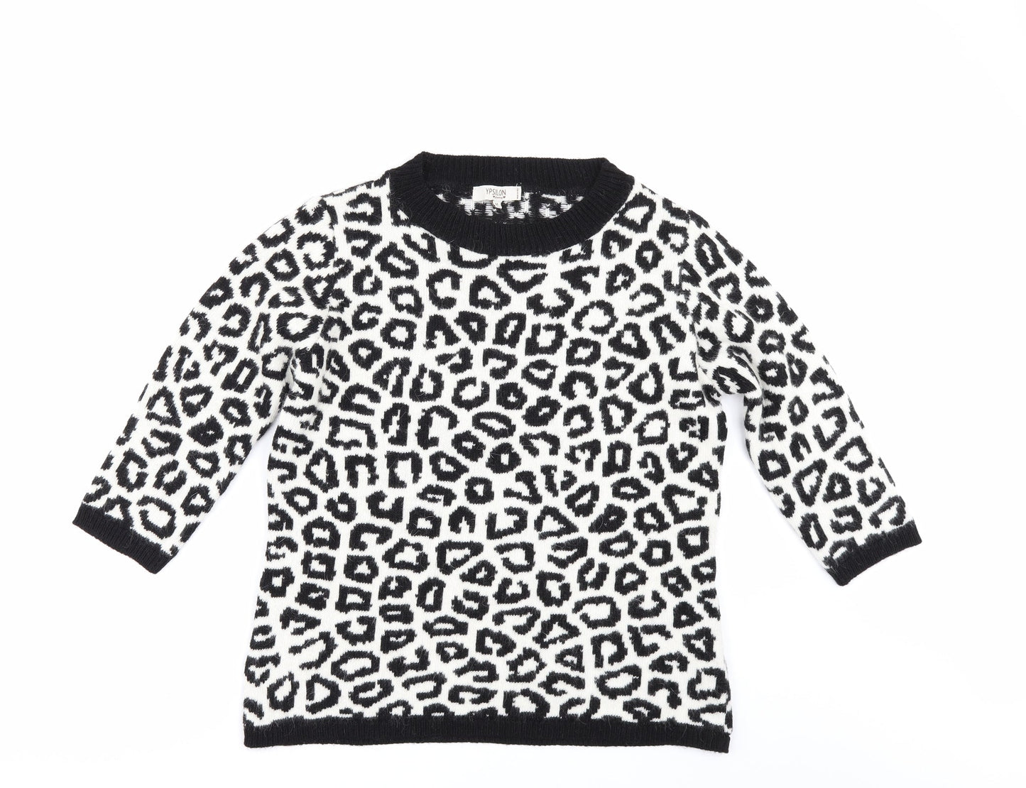 YPSILON Womens White Animal Print  Pullover Jumper Size M