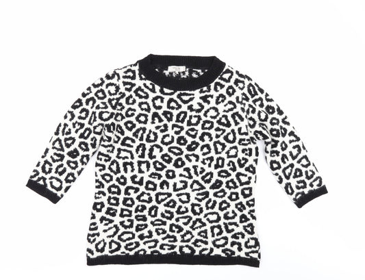 YPSILON Womens White Animal Print  Pullover Jumper Size M