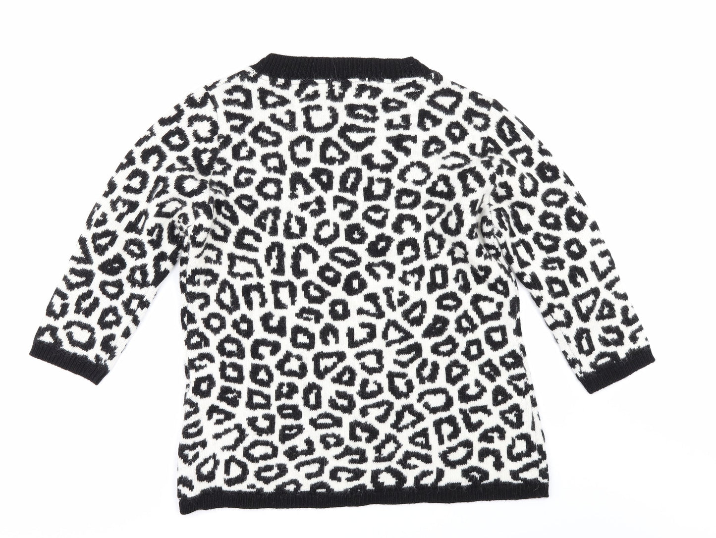 YPSILON Womens White Animal Print  Pullover Jumper Size M