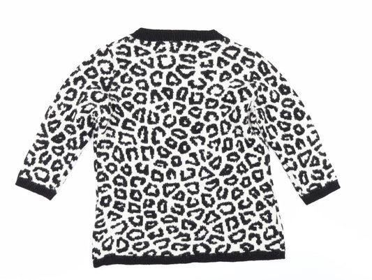 YPSILON Womens White Animal Print  Pullover Jumper Size M