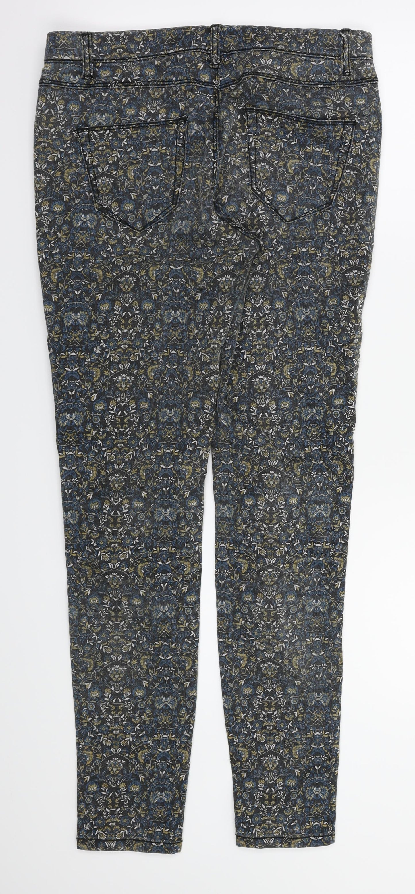Camaieu Womens Grey Floral  Jegging Trousers Size 10 L30 in