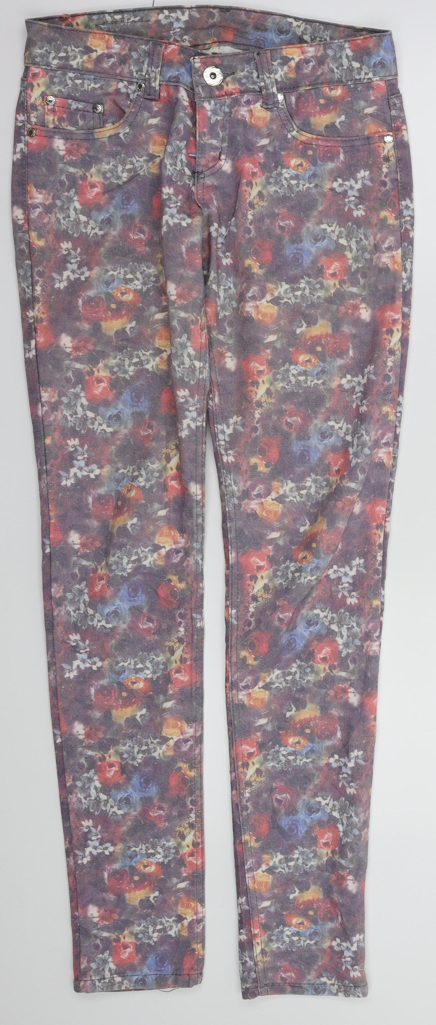 lon Womens Multicoloured Floral  Skinny Jeans Size 28 L31 in