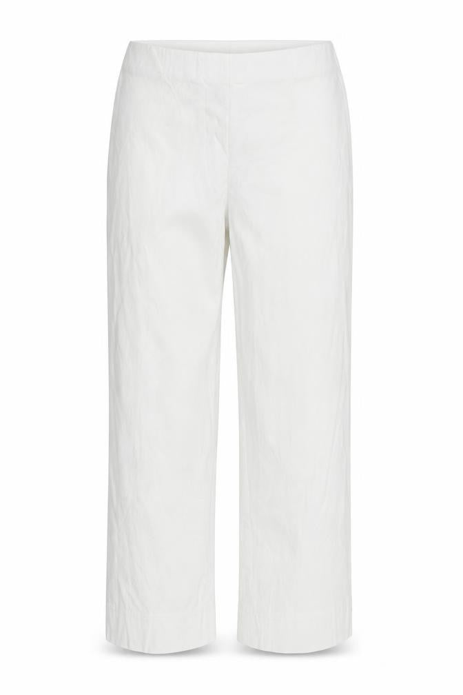 Front view of pomondora women’s white trousers, size UK 30, 21-inch leg
