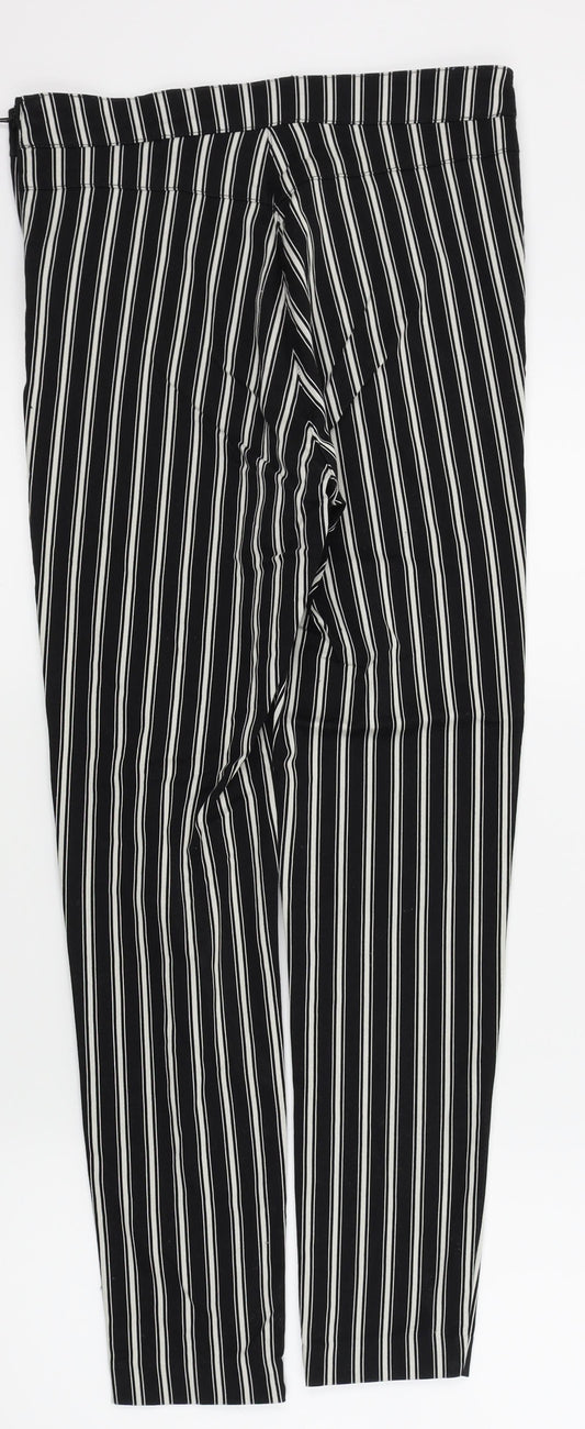 H&M Womens Black Striped  Trousers  Size 12 L25 in