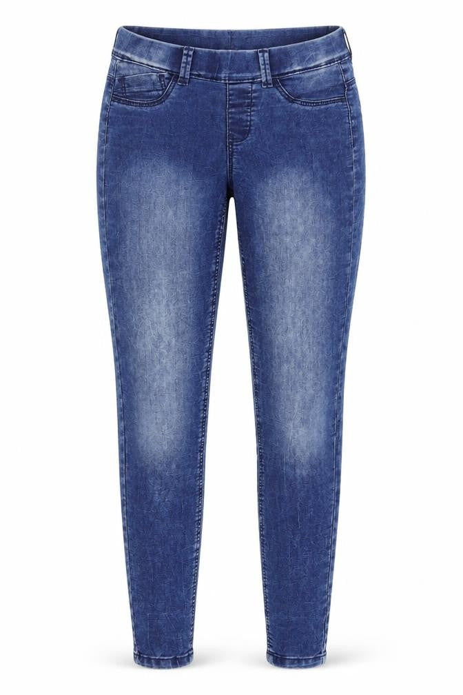Front view of Sinsay women’s blue jegging leggings, size UK 8, 28-inch leg