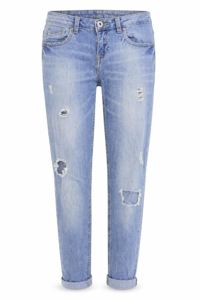 Front view of clillim jeans women’s blue skinny jeans, size XS, 26-inch leg - ripped jeans