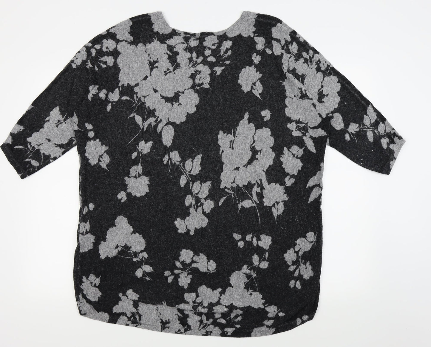 Roman Womens Grey Floral  Basic T-Shirt Size 12