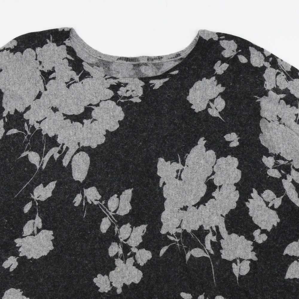 Roman Womens Grey Floral  Basic T-Shirt Size 12