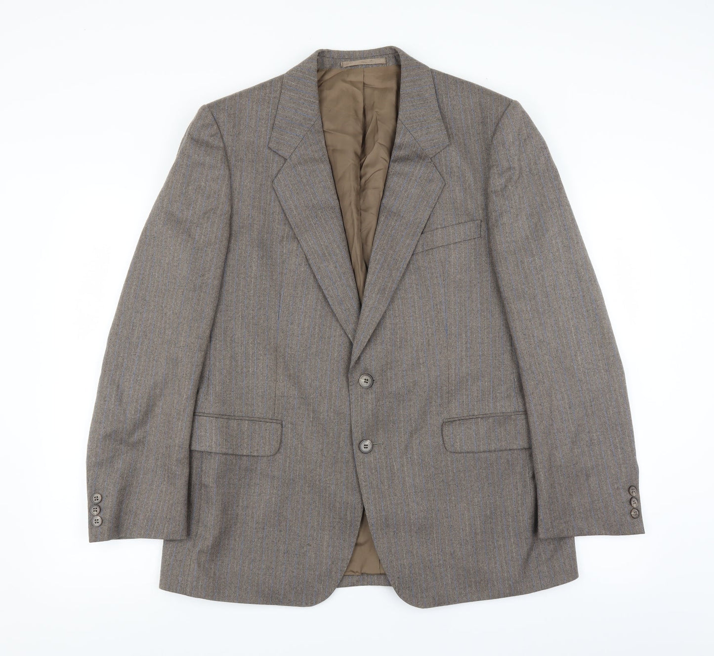 Campbell Brown Mens Brown Striped  Jacket Suit Jacket Size 42