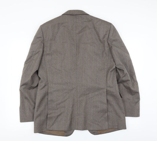 Campbell Brown Mens Brown Striped  Jacket Suit Jacket Size 42