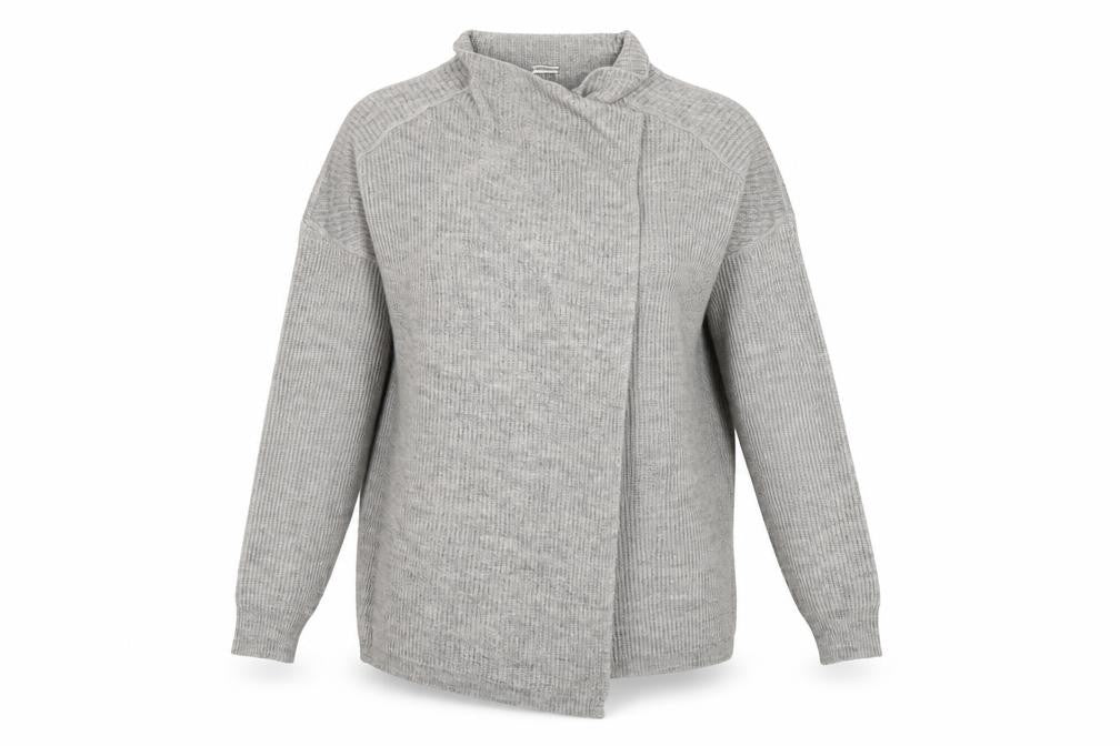 Front view of Noisy May women’s grey cardigan jumper, size L