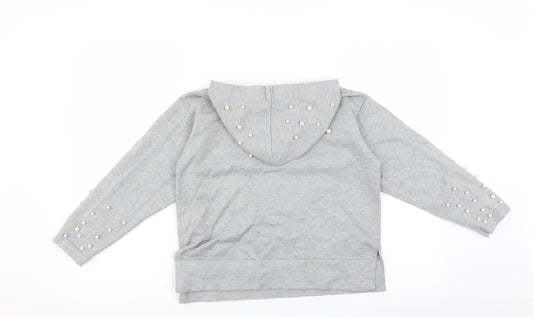 Zara Girls Grey   Pullover Hoodie Size 10 Years  - beaded detail