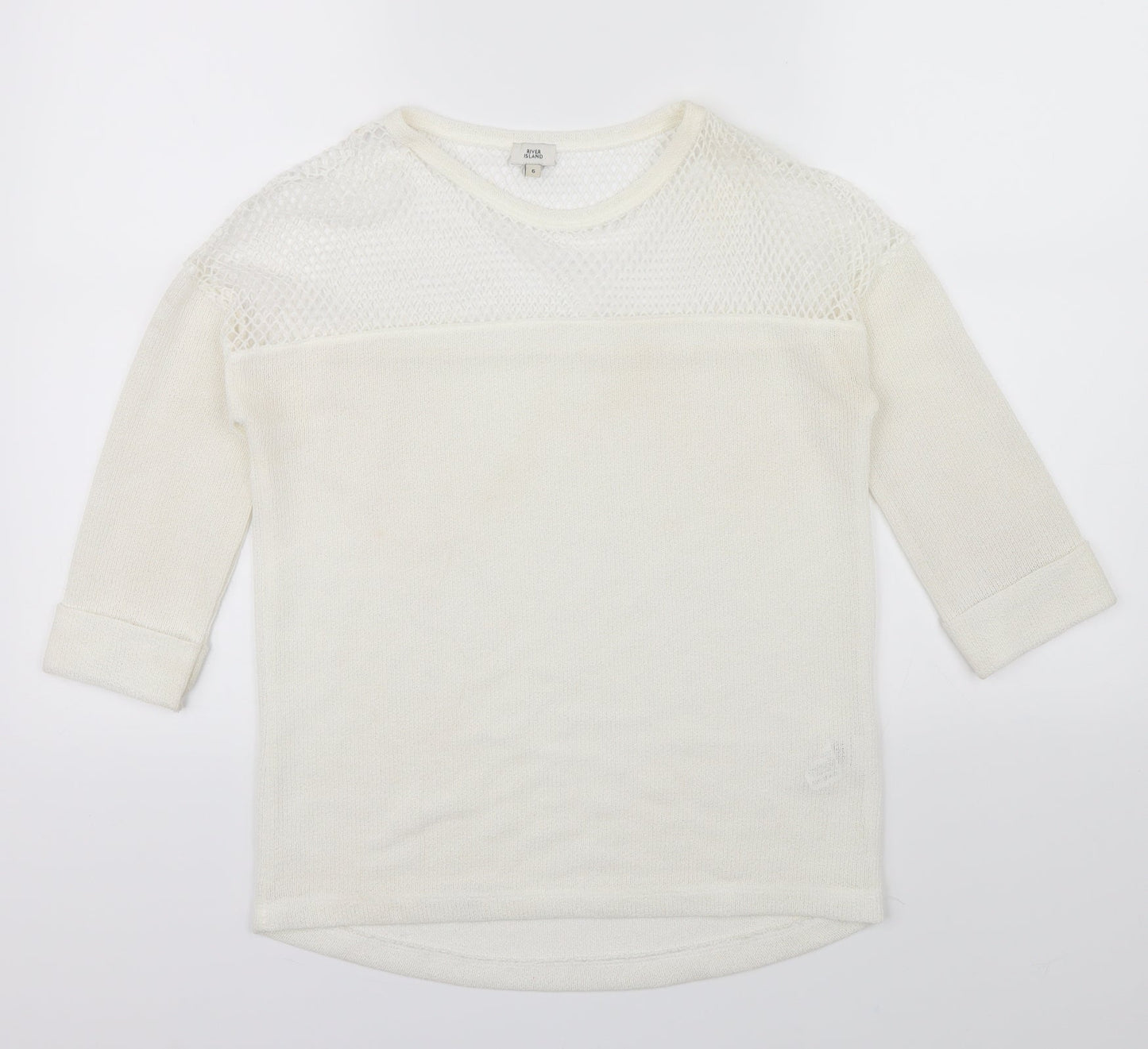 River Island Womens Beige   Pullover Jumper Size 6  - Netted top