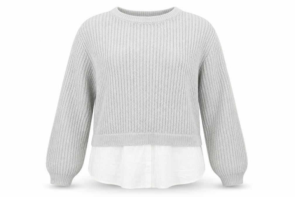 Front view of H&M women’s grey jumper, size UK 12