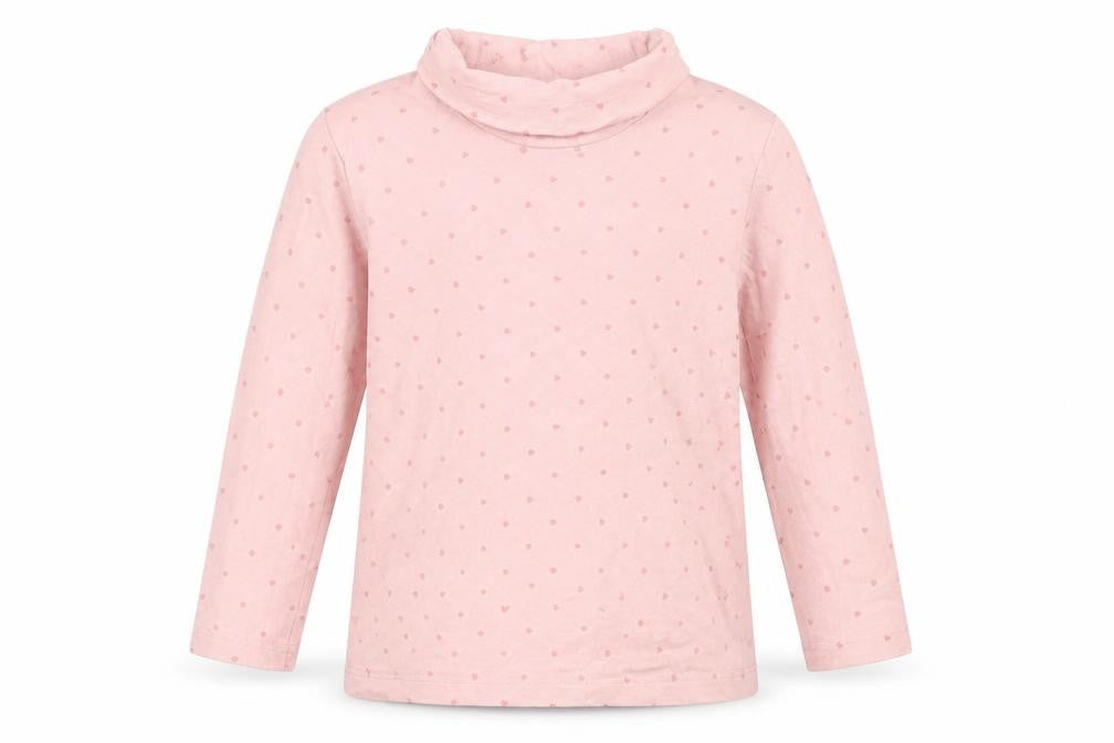 Front view of Primark girls’ pink geometric basic t-shirt, size 18-24, months - heart print