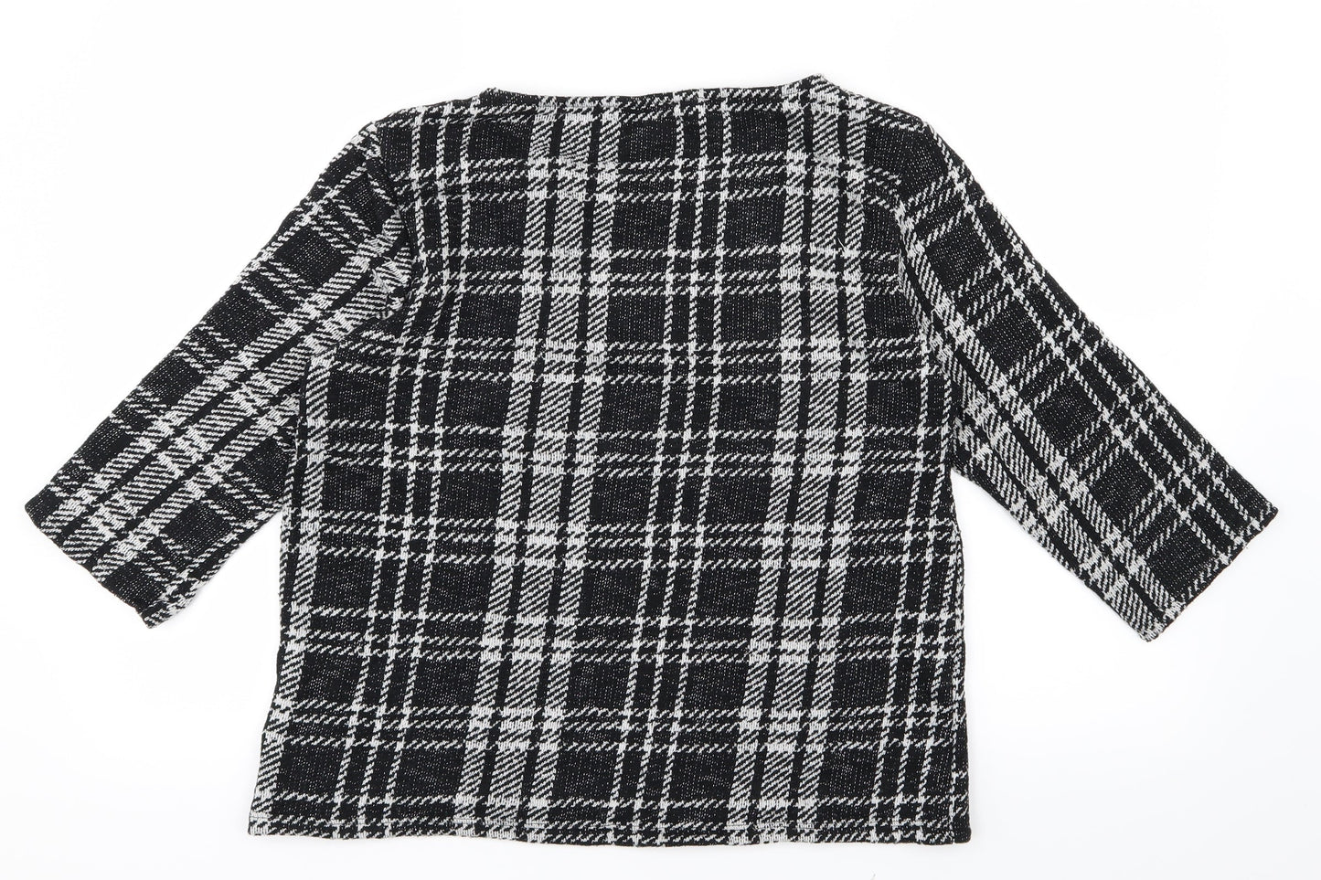 Peacocks Womens Black Check Knit Pullover Jumper Size 16