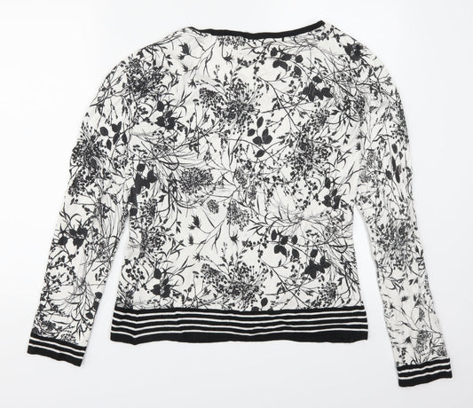 Statement Womens Black Floral  Pullover Jumper Size 12  - Black and White