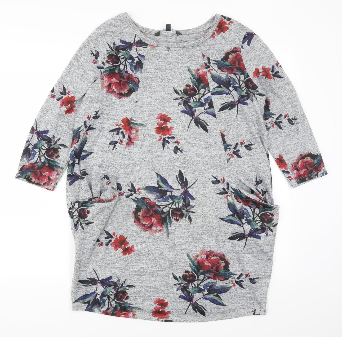 Bonmarché Womens Grey Floral  Pullover Jumper Size 12