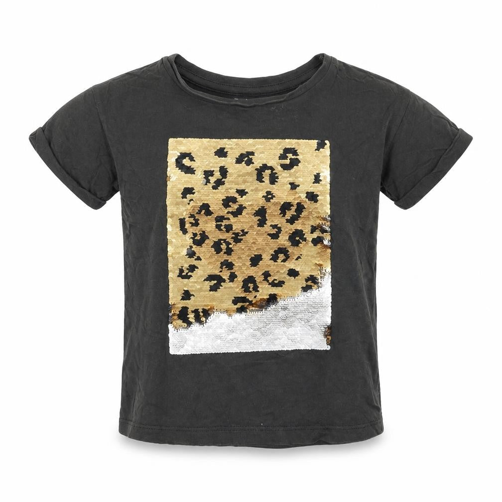 Front view of Tu girls’ black basic t-shirt, size 6, years