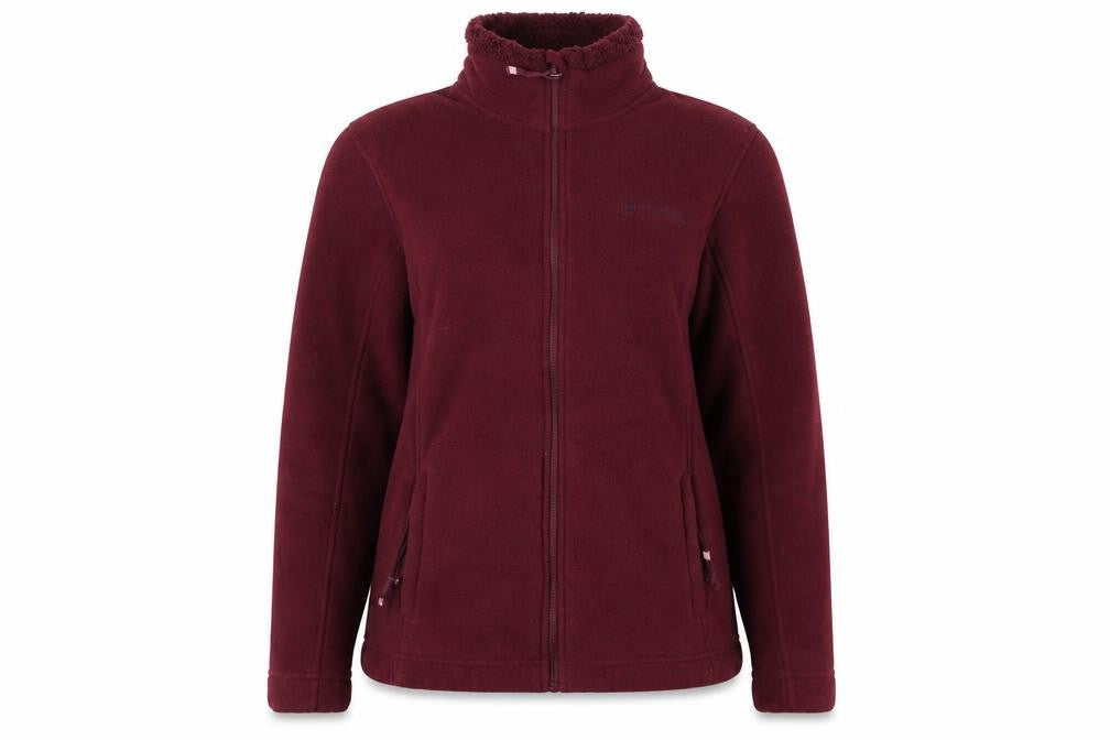 Front view of Mountain Warehouse women’s purple full zip jumper, size UK 12