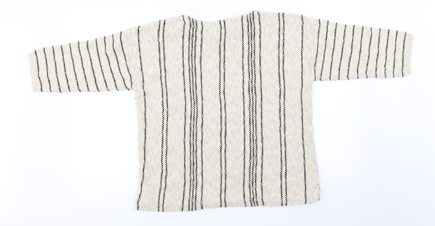 Papaya  Womens Beige Striped  Pullover Jumper Size M