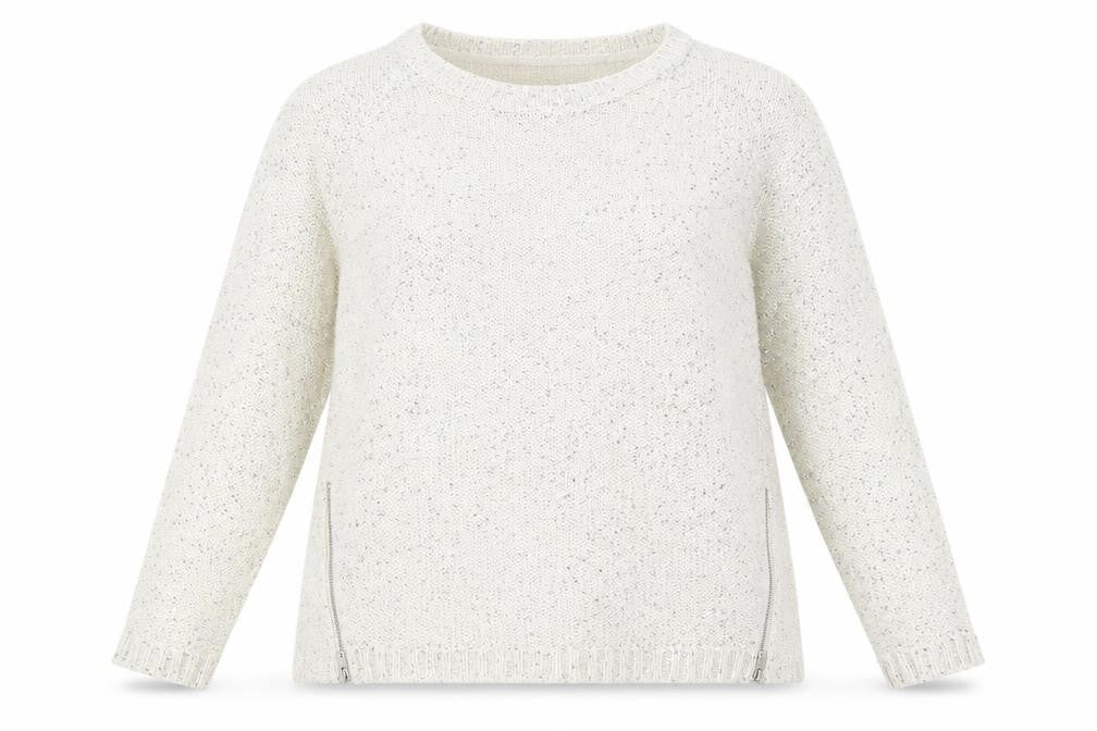Front view of CMD women’s ivory jumper, size UK 18