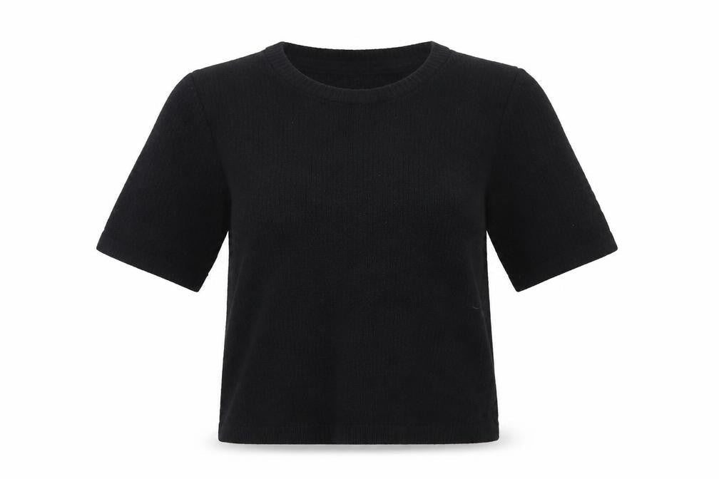 Front view of girls’ on film womens black knit jumper, size 10