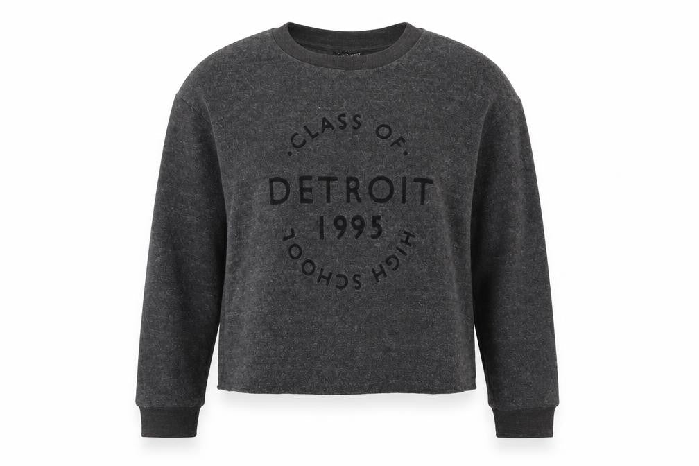 Front view of Topshop women’s grey fleece pullover sweatshirt, size UK 8