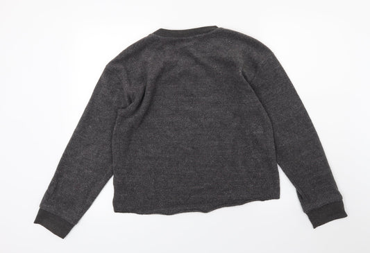 Topshop Womens Grey  Fleece Pullover Sweatshirt Size 8