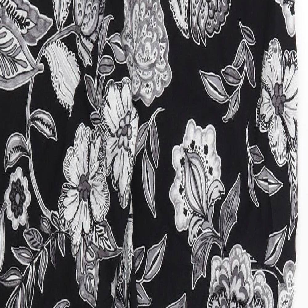 Papaya Womens Black Floral  Harem Trousers Size 8 L26 in