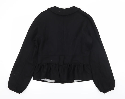 Miss Selfridge Womens Black   Pea Coat Coat Size 12