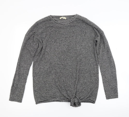 Papaya Womens Grey Striped Knit Pullover Jumper Size 10