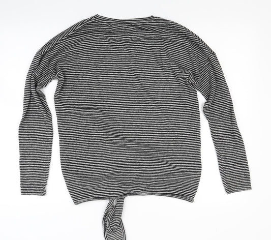 Papaya Womens Grey Striped Knit Pullover Jumper Size 10