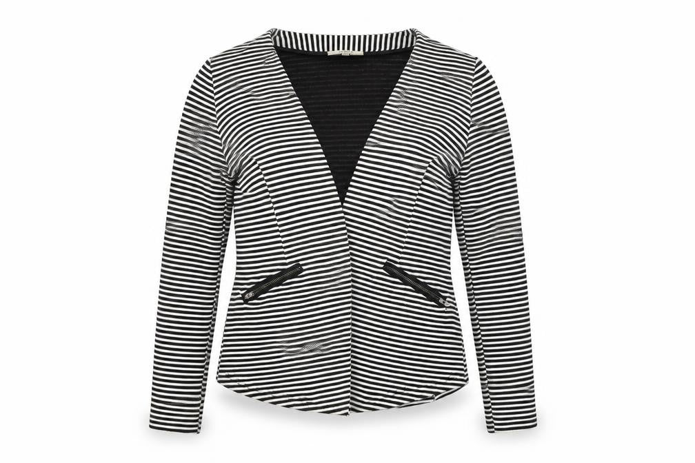 Papaya Womens White Striped  Jacket Coat Size 12