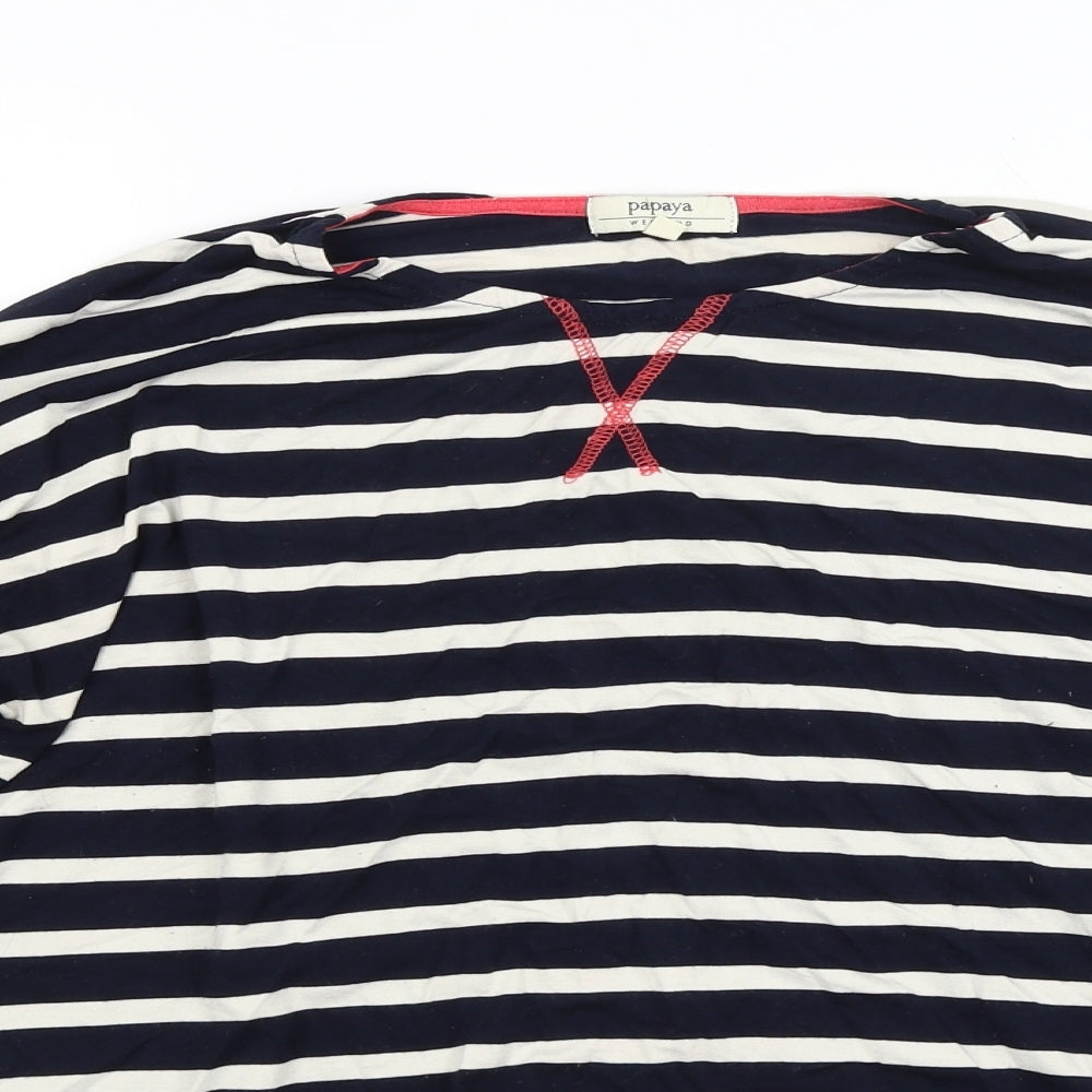 Papaya Womens Blue Striped  Pullover Jumper Size M